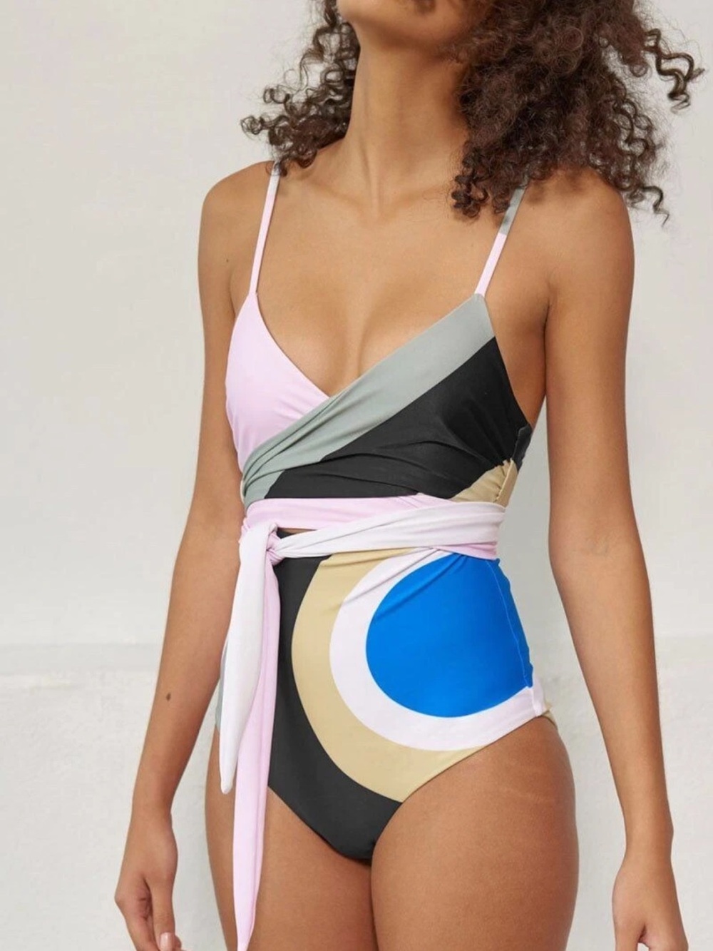 NWOT $335 Sz S Mara Hoffman Isolde Wrap Juniper Pastel One Piece Swimsuit